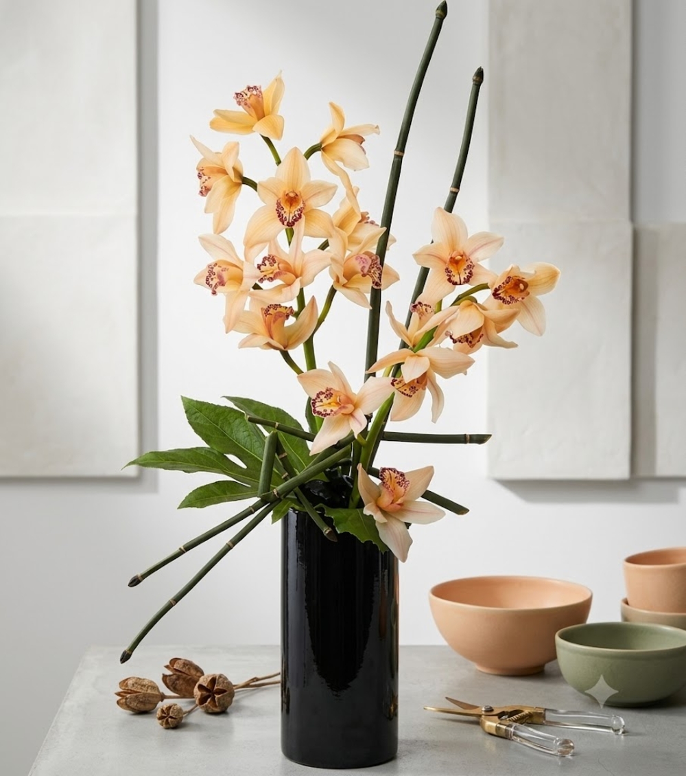 Two Stems of Cymbidium Orchids