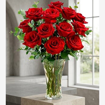 Romantic 12 Red Roses Bouquet