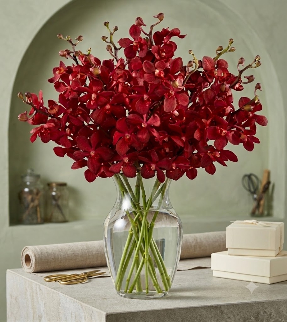 Red Mokara Orchids