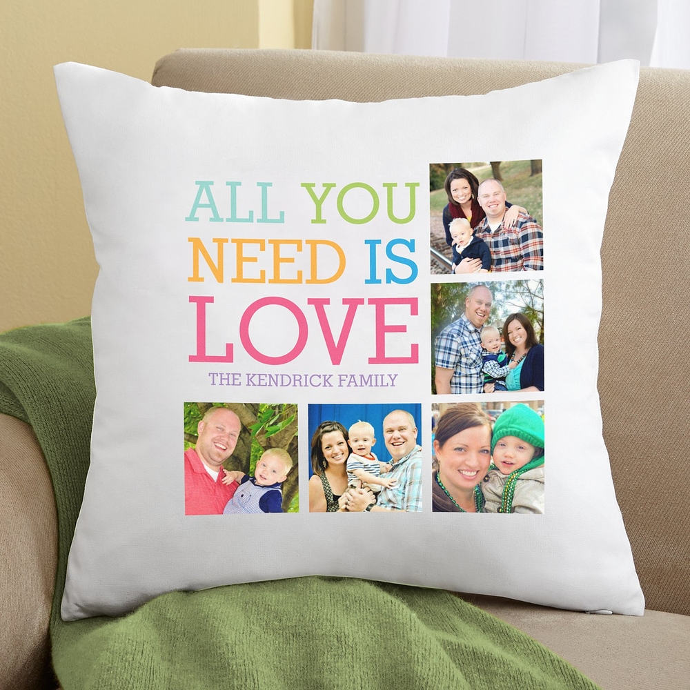 Family Collage With Quote Pillow Cover