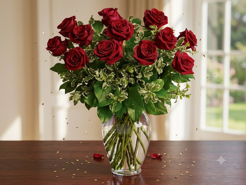 12 Red Roses in a Jar