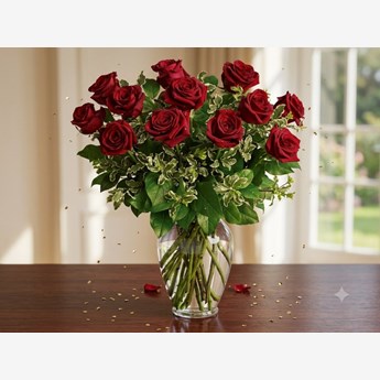 12 Red Roses in a Jar