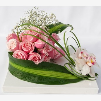 Pink Rose and Orchid Arrangement