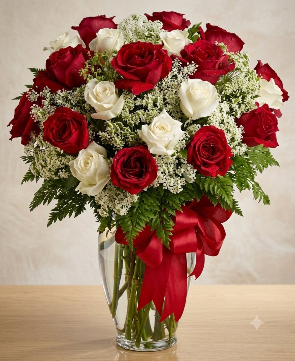 Red and White Rose Vase