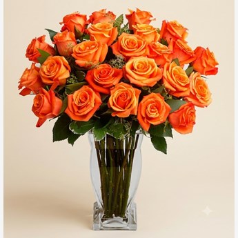 Orange Roses in a Vase