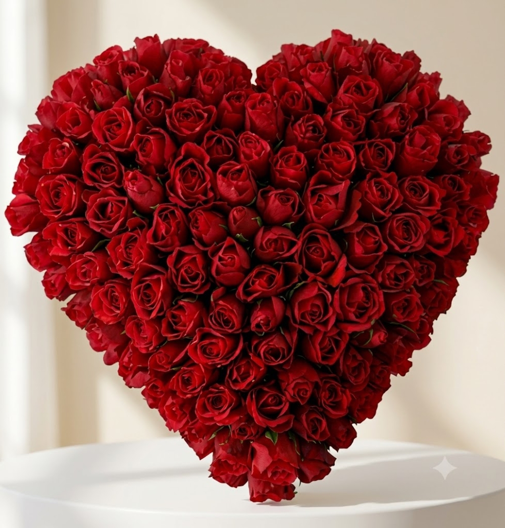 60 Red Rose Heart