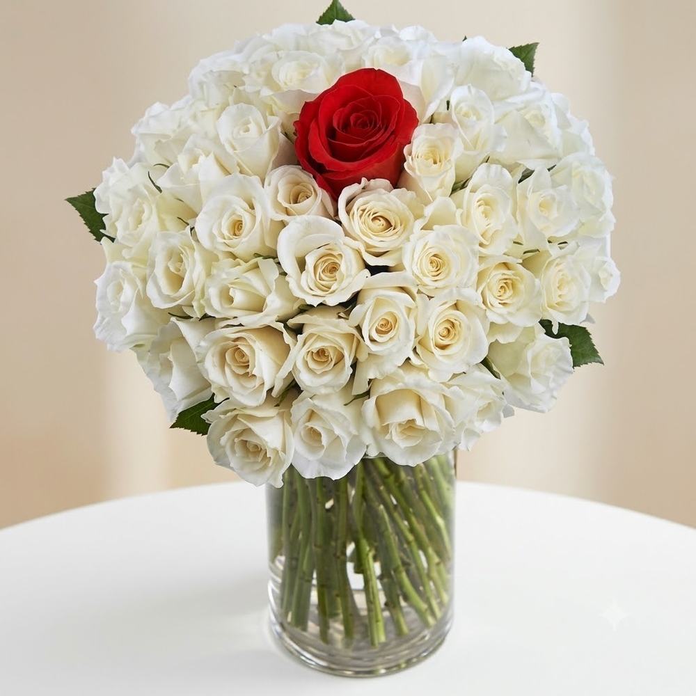 White Roses and Red Rose 