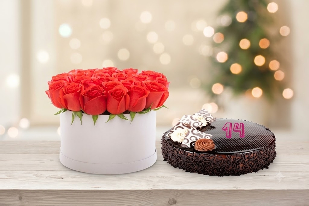 Roses and Cake Combo