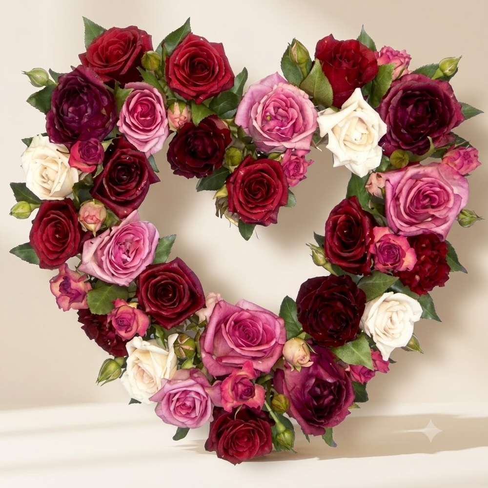 Mixed Rose Open Heart Tribute