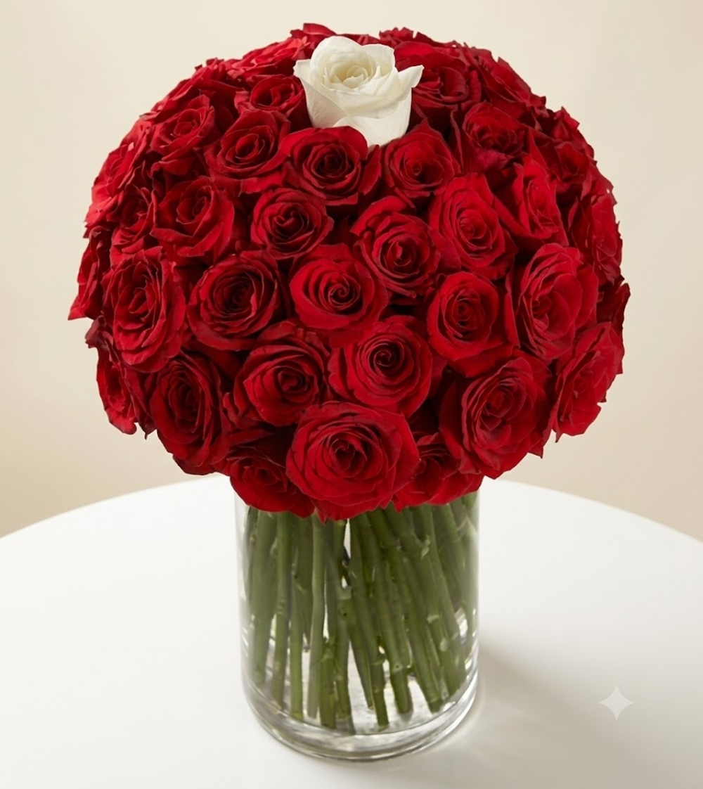 Red Roses with White Rose