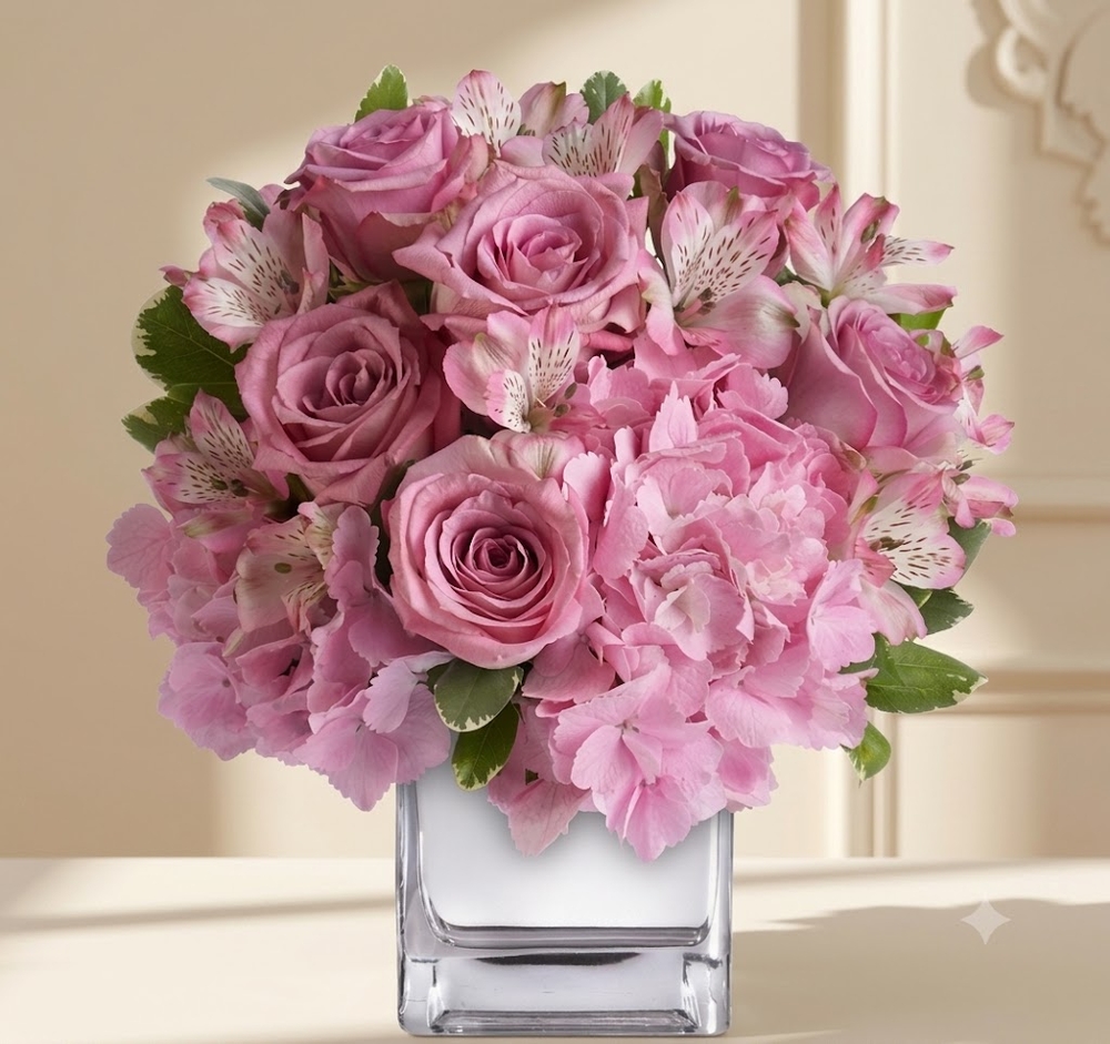 Pink Roses and Alstroemeria Bouquet