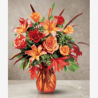Orange Lily and Rose Vase