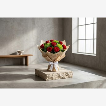 Red and Green Chrysanthemum Rose Bouquet