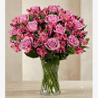 Red Roses and White Carnations Vase Arrangement