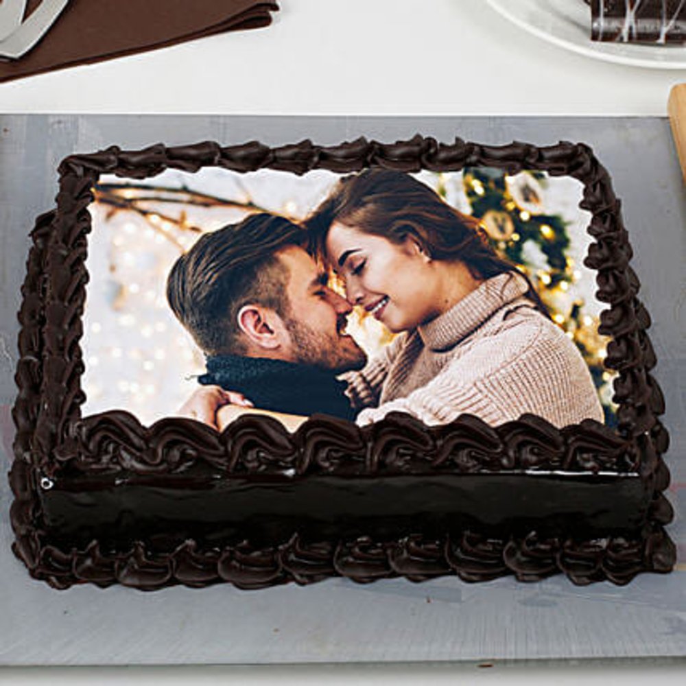 Decorated Chocolate Photo Cake 