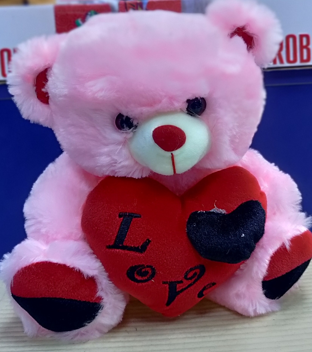 Pink Teddy Bear With Red Heart(30cm)