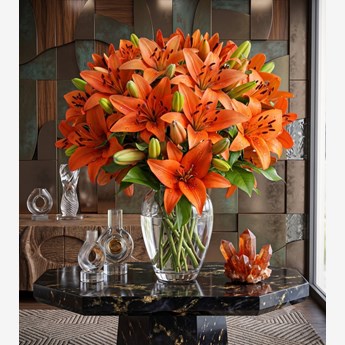Orange Asiatic Lily Vase Arrangement